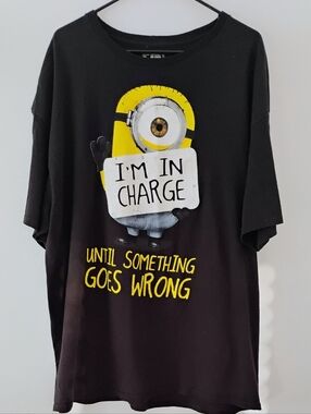Despicable Me T-Shirt Men’s Black Short Sleeves Minions "I'm in Charge"   2XL